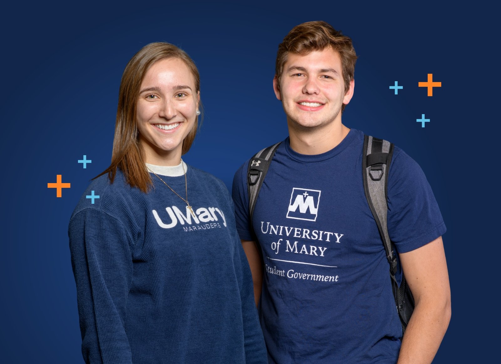Two students in UMary apparel